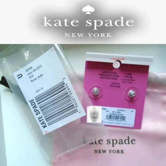 ♠️ Kate Spade ♠️️ Gleaming Clear Gardenia Flower Studs - Picture 4 of 9